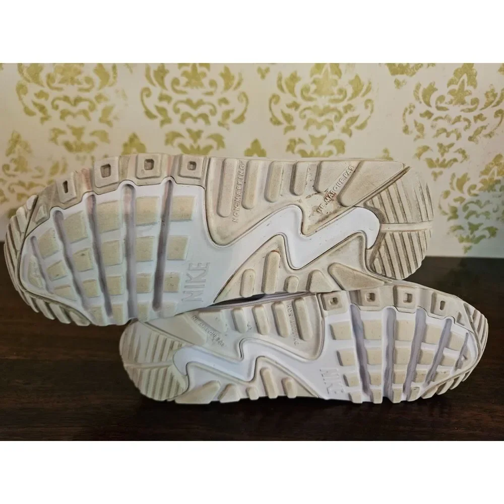 Nike Air Max 90 Whiteout, Triple White, Size 5.5 Kids, Leather